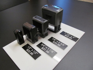 Some sizing options for custom self-inking rubber stamps